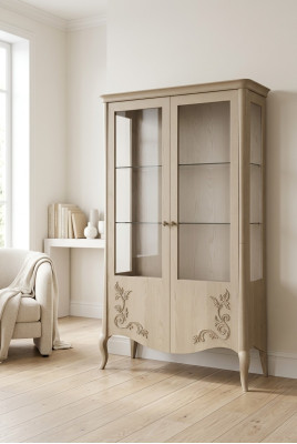 Showcase Wood Luxury Classic Sideboard Design Furniture Italian Beige