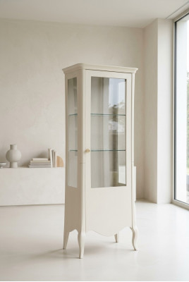 Showcase Sideboard Luxury Glass Cabinet Cupboards White Wood Design Furniture New