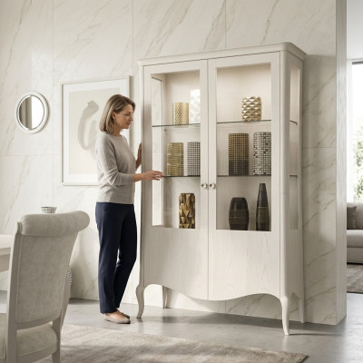 Showcase luxury cabinet white wood cabinets living room glass cabinet new