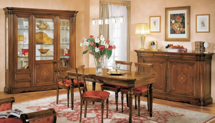 Dining table, 4x chairs, dining set, sideboard, table set, dining table 7-piece set