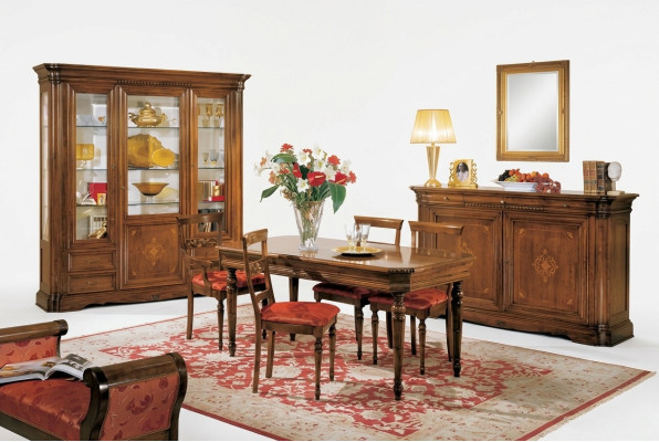 Dining table, 4x chairs, dining set, sideboard, table set, dining table 7-piece set