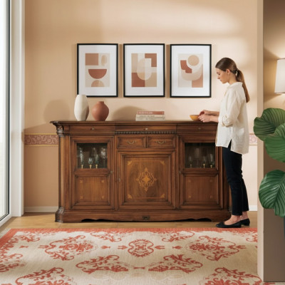 Sideboard Living Room Dresser with Drawers Wood Cabinet Brown New