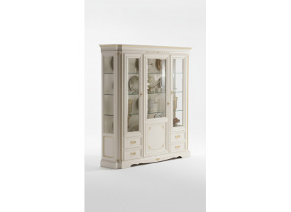 Classic display cabinet luxury white cupboard wood Italian style furniture glass
