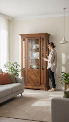 Living room luxury display cabinet wooden Italian-style furniture