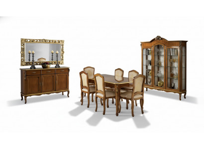 Classic dining table wood dining room set 6x chairs 9 pieces.