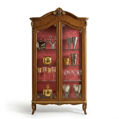 Showcase wood furniture glass cabinet brown display cabinet living room sideboard new