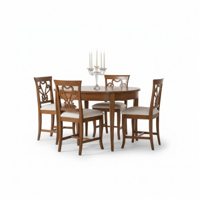 Complete Set Dining Table 4x Chairs Dining Room Set Dining Group Wood Table 5-piece EU