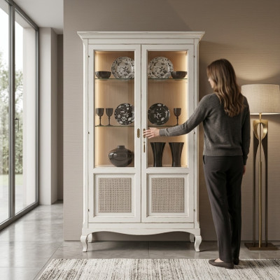 Display cabinet showcases luxury glass cupboard wood design furniture Italy