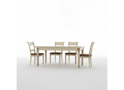 Italian style dining table, 4x chairs, wooden table, dining set, 5-piece design.