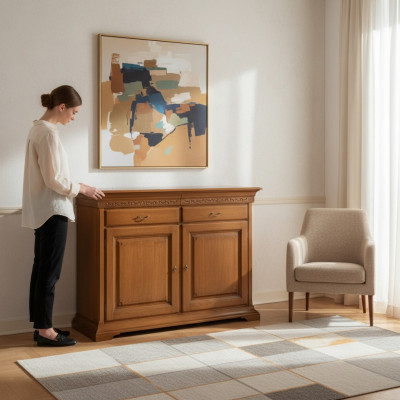 Italian style furniture sideboard brown luxury dresser wooden living room