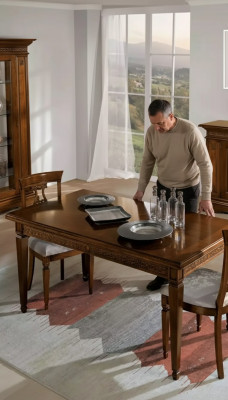 Complete dining table set with 4 chairs, dining room set, dining group, brown table 5-piece set