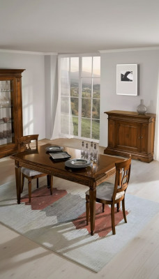 Complete dining table set with 4 chairs, dining room set, dining group, brown table 5-piece set
