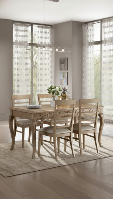Dining set: Dining table, 4 x chairs set, table classic dining group, 5-piece set.
