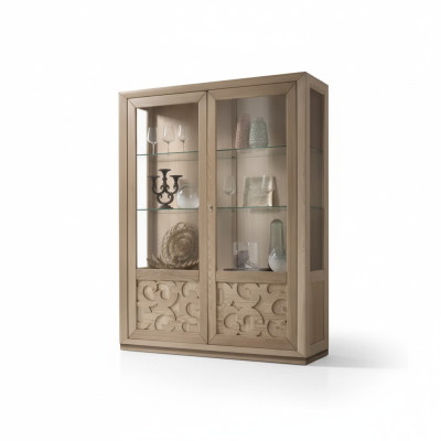 Showcase Wood Glass Cabinet Brown Display Cabinet Living Room Furniture Sideboard New