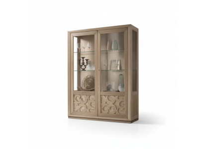 Showcase Wood Glass Cabinet Brown Display Cabinet Living Room Furniture Sideboard New