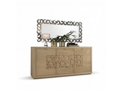 Luxury sideboard mirror living room wooden cabinet brown 2-piece