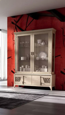 Luxury display cabinet 2 door wooden cabinet living room glass cabinets design furniture