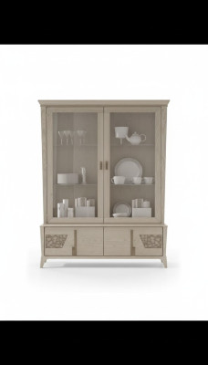 Luxury display cabinet 2 door wooden cabinet living room glass cabinets design furniture