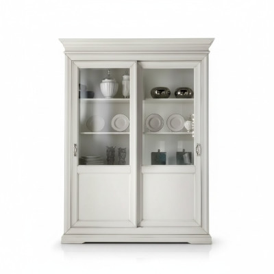 Showcase living room furniture wood display cabinets glass cupboard sideboard white new