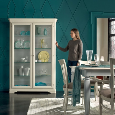 Display cabinet glass cupboard wood living room showcases Italian luxury furniture