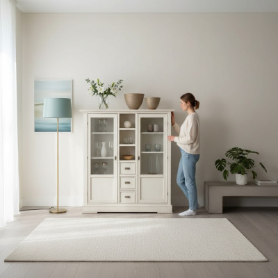 Living room furniture wooden display cabinet glass cupboard solid wood sideboard display cabinet