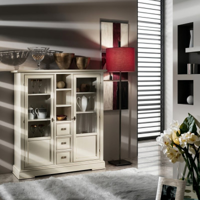 Living room furniture wooden display cabinet glass cupboard solid wood sideboard display cabinet
