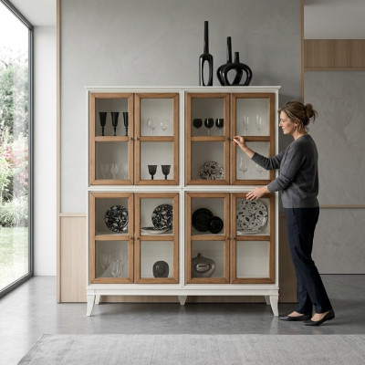 Display cabinets showcases wood luxury living room furniture white cabinet new