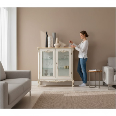 Glass cabinet luxury display cabinet white display cabinet classic Italian furniture
