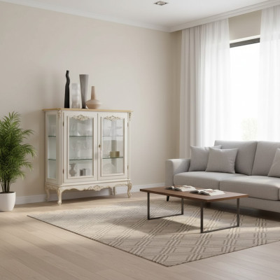 Glass cabinet luxury display cabinet white display cabinet classic Italian furniture