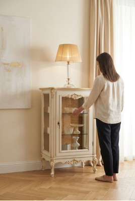 Display case showcase glass cabinet style classic wood design furniture