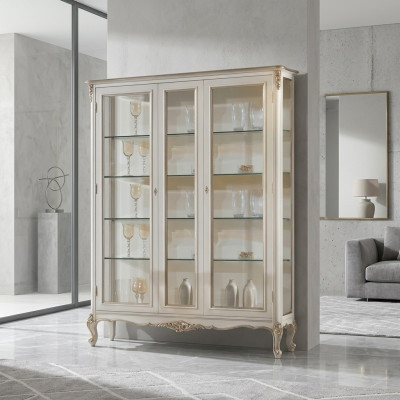 Glass Display Cabinet 2-Door Wood Showcases Living Room Cabinets Design Furniture New