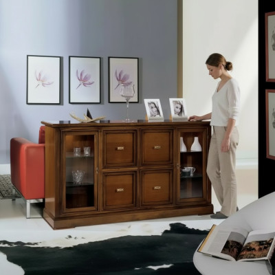 Living Room Sideboard Glass Cabinet Showcase Dining Room Sideboard Wooden Furniture