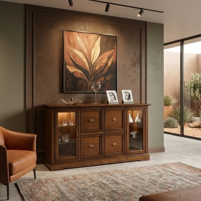 Living Room Sideboard Glass Cabinet Showcase Dining Room Sideboard Wooden Furniture