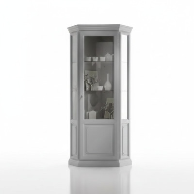 Corner display cabinet white showcase living room classic design shelf