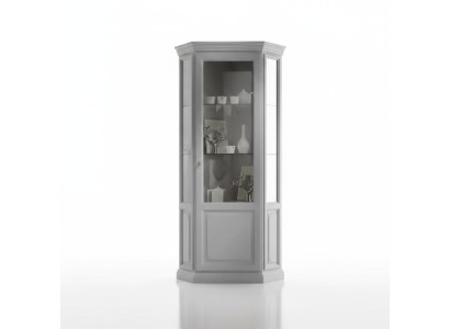 Corner display cabinet white showcase living room classic design shelf