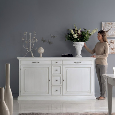 Luxury Dresser White Sideboard Wood Cabinet Living Room Furniture Italy