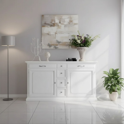 Luxury Dresser White Sideboard Wood Cabinet Living Room Furniture Italy