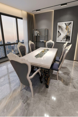 Luxurious design 4x chairs with a noble velvet cover, elegant chair design new