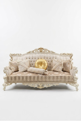 Elegant Sofa 3-Seater Noble Stylish Furniture Living Room Beige Sofa New