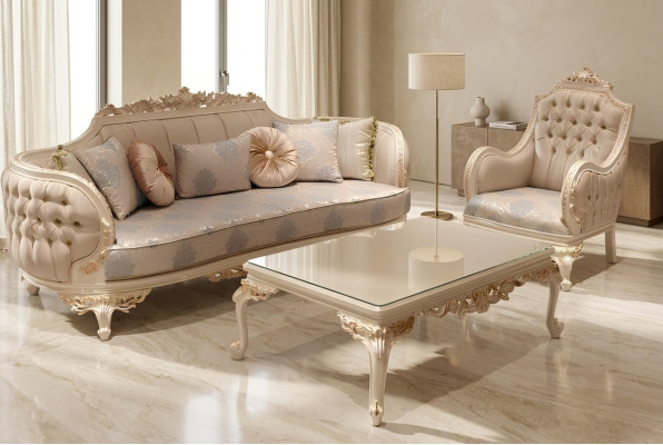 Exclusive Cozy Living Room 3-Seater Sofa Modern 2x Armchair Design