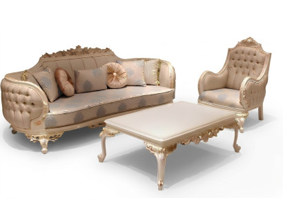 Exclusive Cozy Living Room 3-Seater Sofa Modern 2x Armchair Design