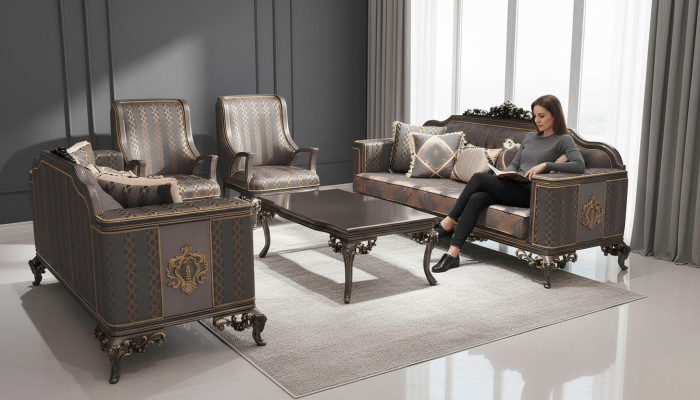 Deluxe Living Room Sofa Set 3+3 Seater Modern Sofa Elegant Living Room