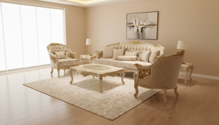 Modern luxury sofa set 2x sofa 3-seater living room set with elegant chair
