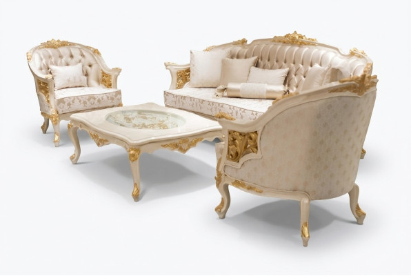 Modern luxury sofa set 2x sofa 3-seater living room set with elegant chair