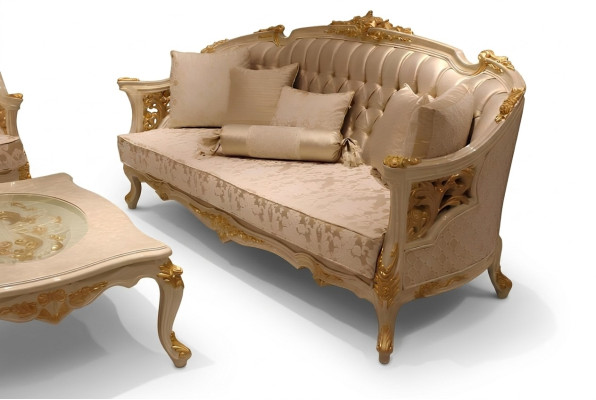 Exquisite Living Room Deluxe Sofa 3-Seater Noble Sofa Beige Living Room Sofa