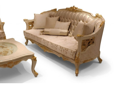 Exquisite Living Room Deluxe Sofa 3-Seater Noble Sofa Beige Living Room Sofa