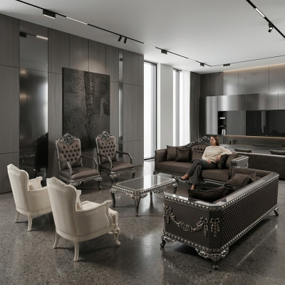 Luxury Living Room Sofa Set Furniture 3+3+1+1 2x Sofa 2x Armchair Brown New