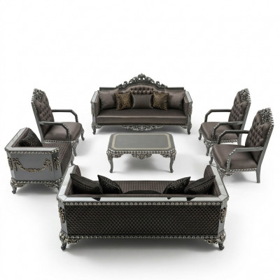Luxury Living Room Sofa Set Furniture 3+3+1+1 2x Sofa 2x Armchair Brown New