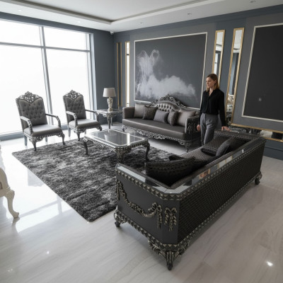 Prestigious 3+3+1 living room suite, living room set with two sofas and an armchair.