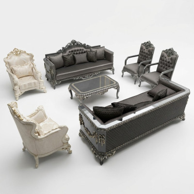 Comfortable living room set suite 3+1+1 and new luxury 2x armchair brown
